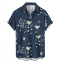 Short-sleeved Lapel-printed Loose-fitting Casual Shirt