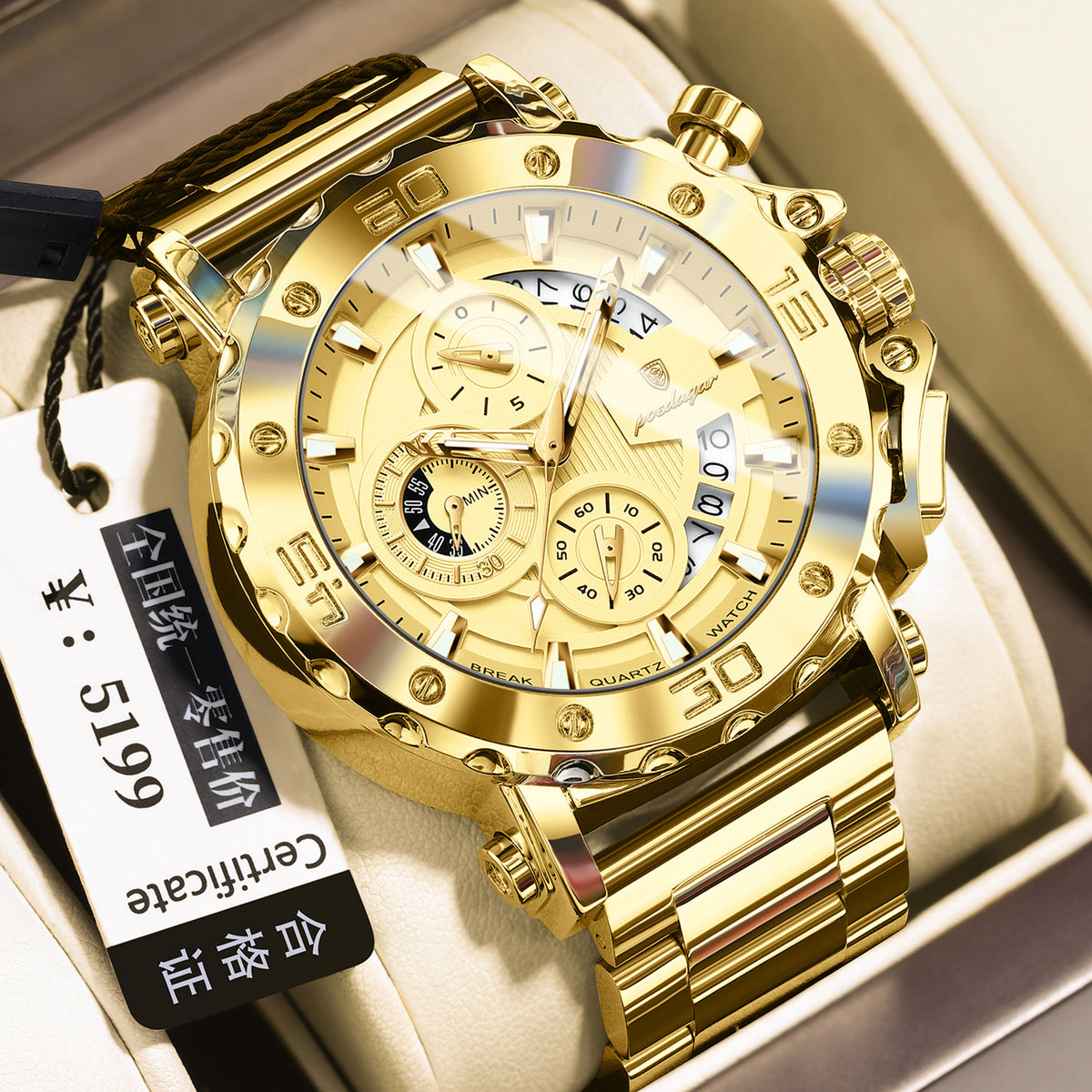 Quartz Watch Waterproof Multifunctional Luminous Fashionable Mens Timepiece