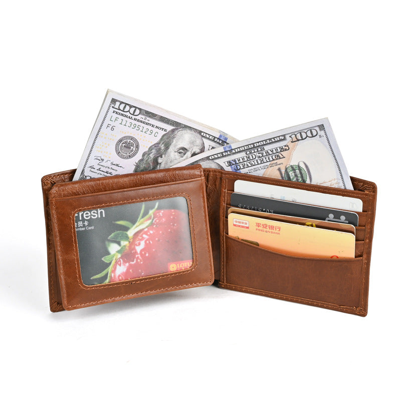 RFID Anti-Scan Retro Leather Wallet For Men