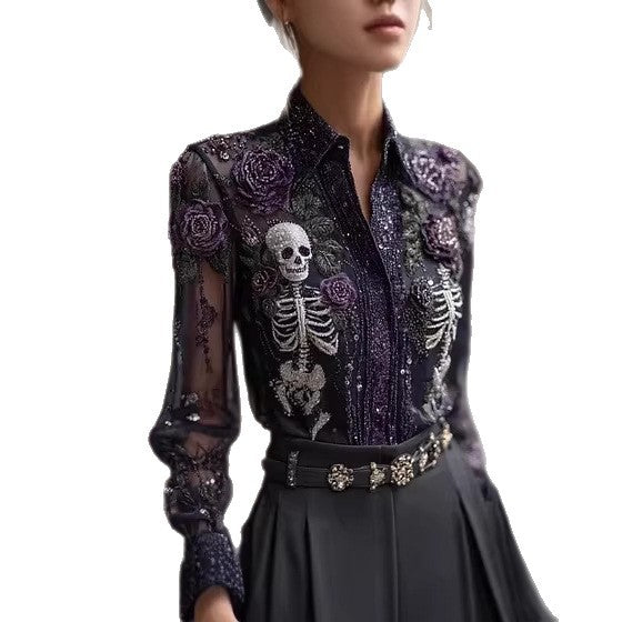 Womens Plus-Size Casual Floral Shirt