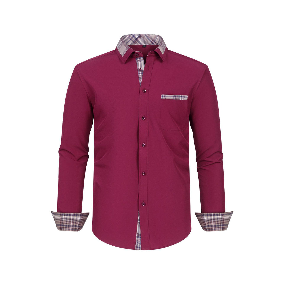 Jiana Cross-Border Specializes In Color-Blocked Floral Collar Men's Shirts, Stretchy, Wrinkle-Free, Business Fashion, Amazon Men's Long-Sleeve Shirts