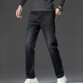 Men's Fleece Lined Jeans Black Grey Straight Leg Warm Denim Pants US Local Stock Winter Casual