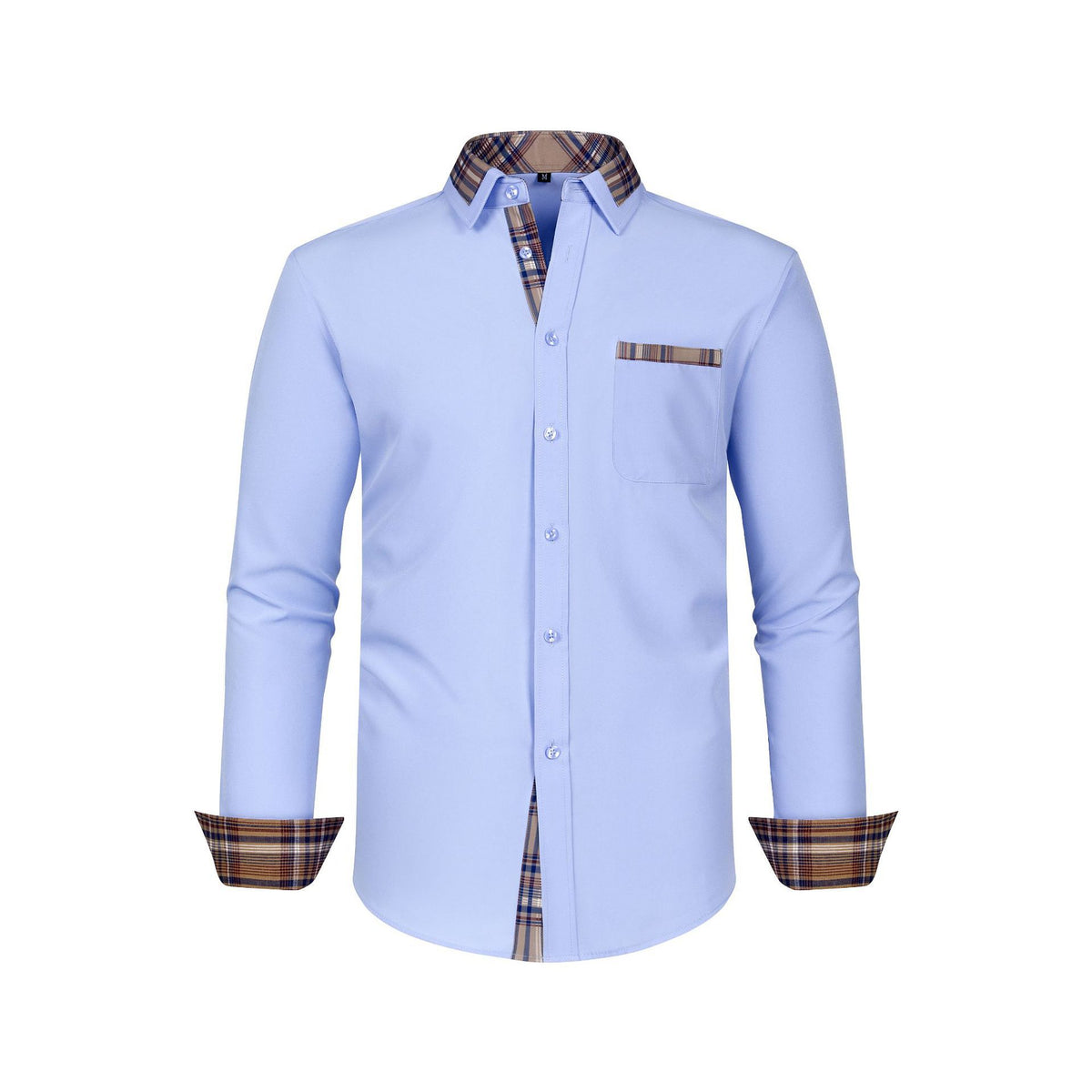 Jiana Cross-Border Specializes In Color-Blocked Floral Collar Men's Shirts, Stretchy, Wrinkle-Free, Business Fashion, Amazon Men's Long-Sleeve Shirts